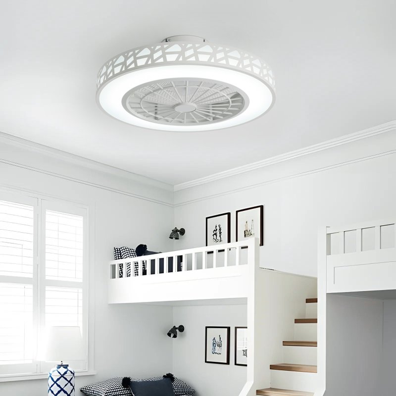 Living and Home Dia 50cm Round Acrylic Ceiling Mount LED Fan Light with Remote Controller, White