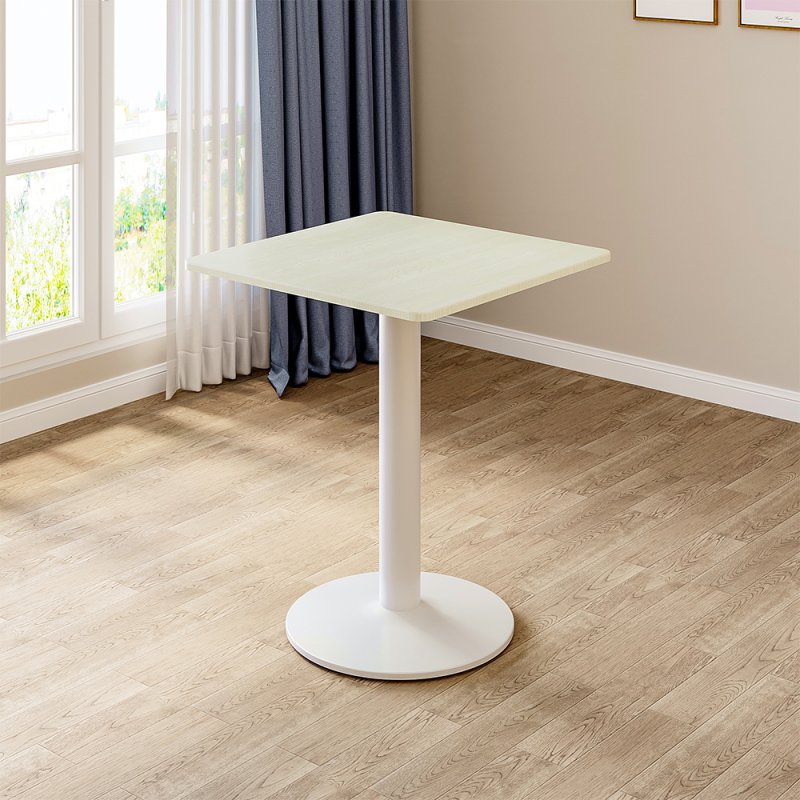 Living and Home White Square Cafe Table with Metal Base, 60cm W x 60cm D x 74cm H