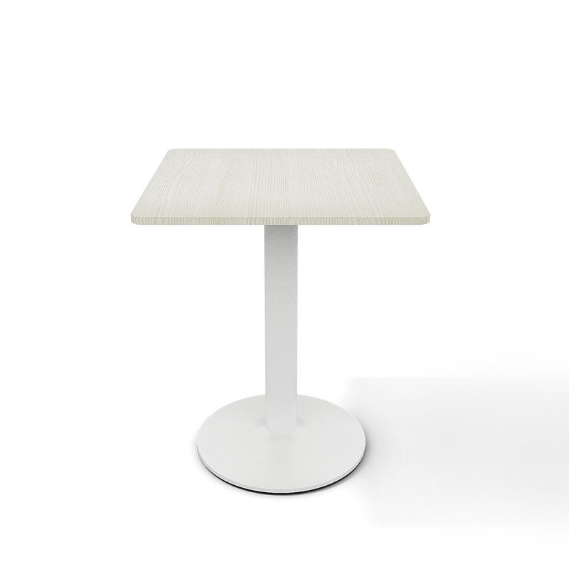 Living and Home White Square Cafe Table with Metal Base, 60cm W x 60cm D x 74cm H