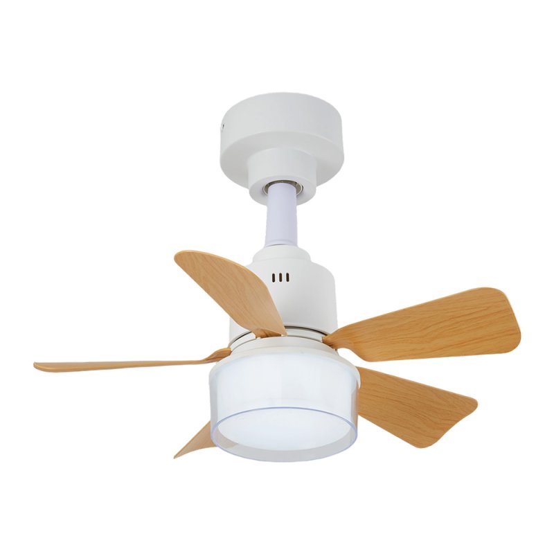 Living and Home 5-Blade Wood Grain Ceiling Fan Light, White ABS Fan Lamp with Remote & APP Control, 4 Speed Adjustable Dimmable LED Fan Light Fixture