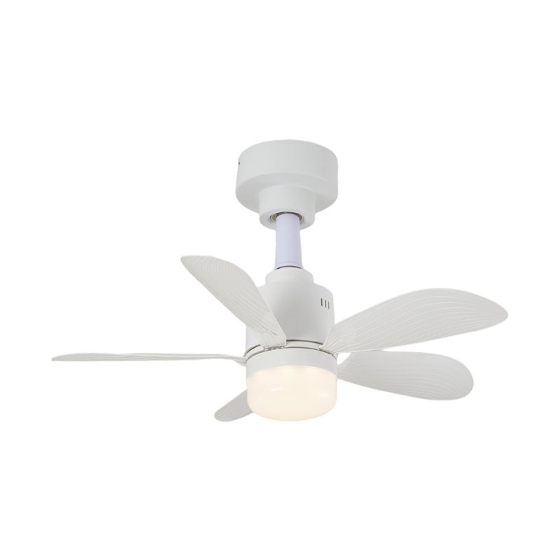 Living and Home Small All White 5 ABS Blades Ceiling Fan Light, Dimmable LED Fan Lamp with Remote & APP Control, 4 Speed Adjustable Mini Fan Light Fixture