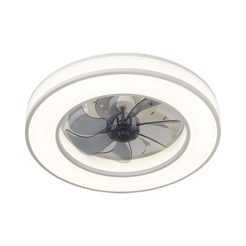 Living and Home Round White RGB Smart Ceiling Fan Light, 7 ABS Blades Reversible 6-Speed Dimmable LED Fan Lamp with Remote & APP Control