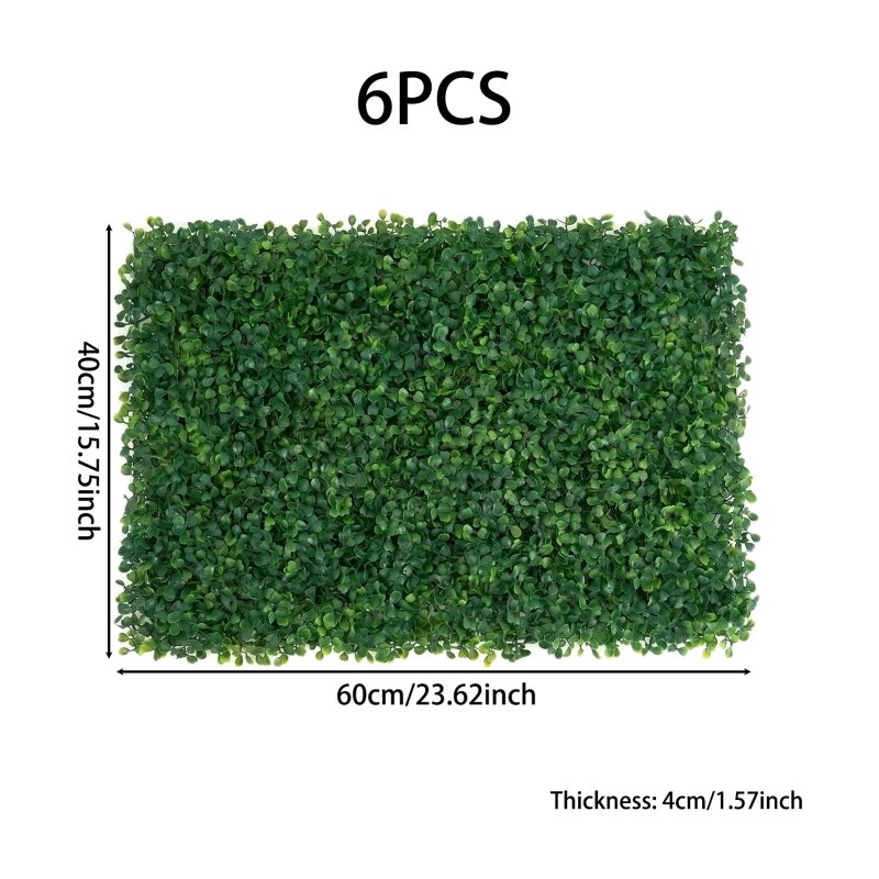 Living and Home 6Pcs Decorative Artificial Boxwood Panels for Indoor Outdoor 40x60cm