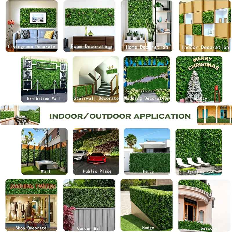 Living and Home 6Pcs Decorative Artificial Boxwood Panels for Indoor Outdoor 40x60cm