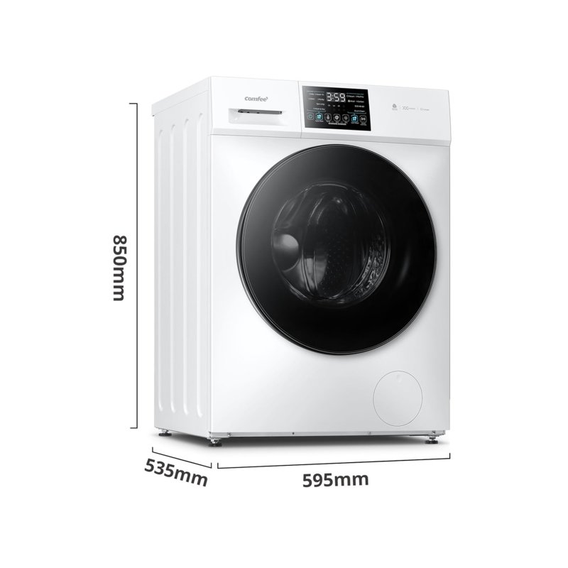10kg Washing Machine & 7kg Dryer – Freestanding Front Load with Steam Care & Woolmark Certification, White