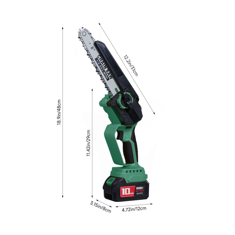 Living and Home 6 Inch & 8 Inch Portable Cordless Electric Chainsaw with 2 Batteries