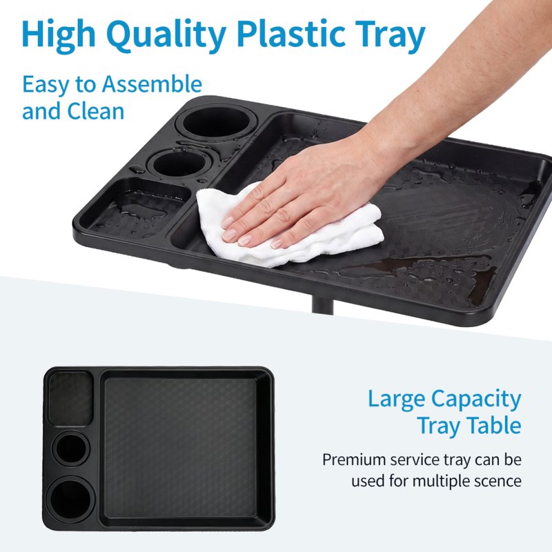 Living and Home Adjustable-Height Salon Tray on Wheels with Tool Holders