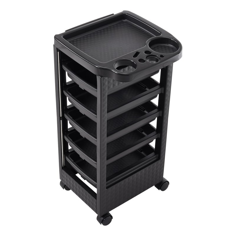 Living and Home 5-Drawer Plastic Salon Trolley Cart on Wheels, Rolling Hairdressing Storage Organizer