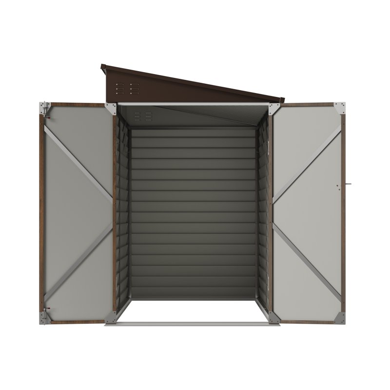 Living and Home 4.71 x 8.86FT Metal Pent Roof Garden Storage Shed, Brown Wood Grain