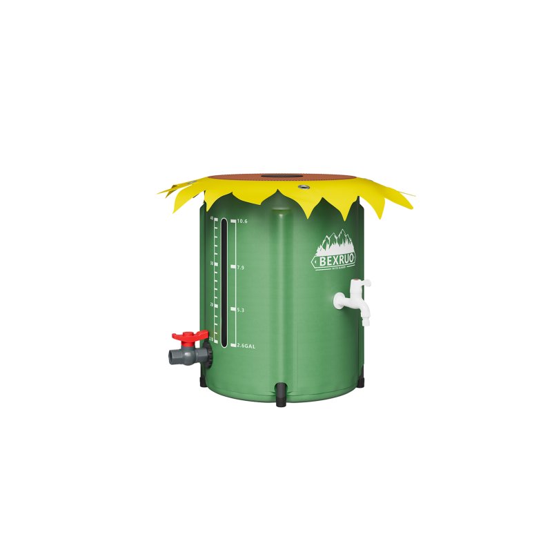 50L Collapsible Rain Barrel with Spigot & Overflow