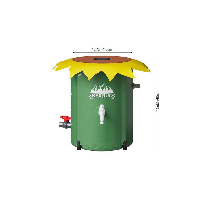 50L Collapsible Rain Barrel with Spigot & Overflow