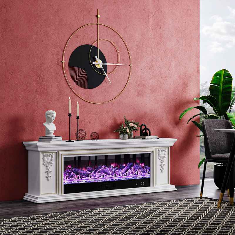 Living and Home TV Stand Electric Fireplace Adjustable Flame with Remote