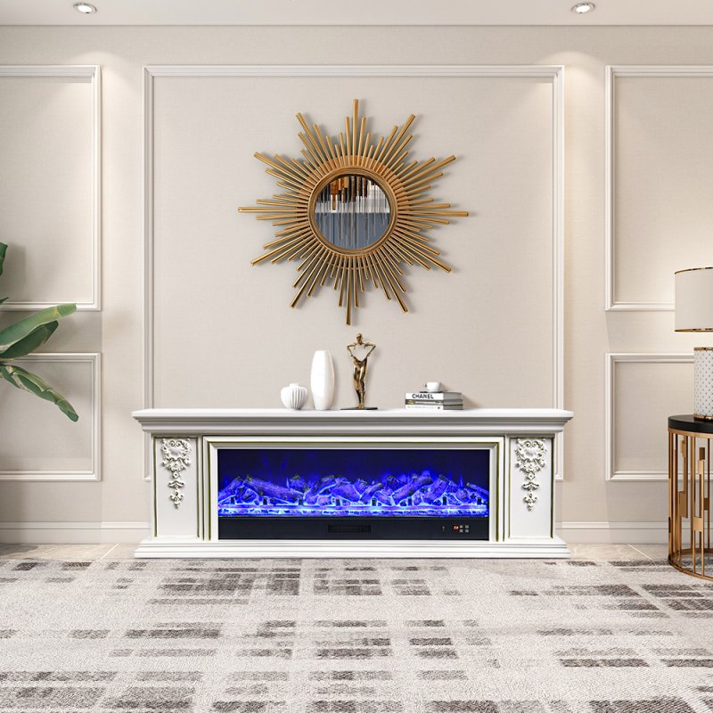 Living and Home TV Stand Electric Fireplace Adjustable Flame with Remote