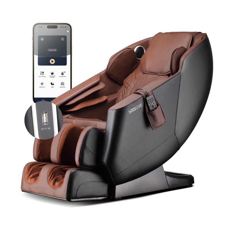 Living and Home Zero Gravity Full Body Massage Chair, PU Leather Electric Recliner with Back Heating, Bluetooth Speaker, Foot Rollers, Airbag Massage, USB Charging & Handheld Remote