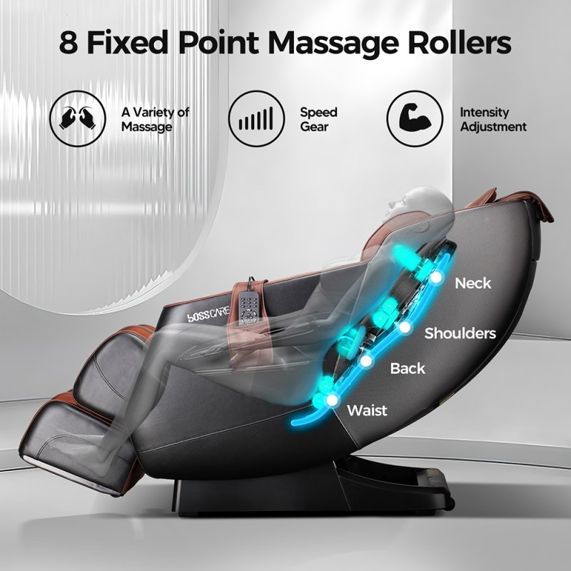 Living and Home Zero Gravity Full Body Massage Chair, PU Leather Electric Recliner with Back Heating, Bluetooth Speaker, Foot Rollers, Airbag Massage, USB Charging & Handheld Remote