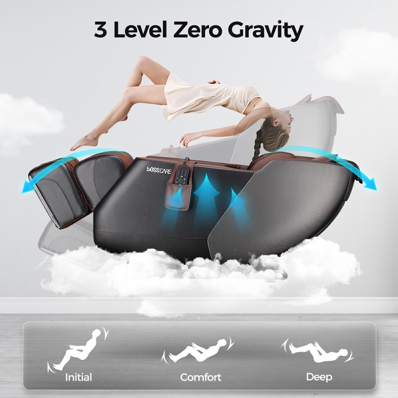 Living and Home Zero Gravity Full Body Massage Chair, PU Leather Electric Recliner with Back Heating, Bluetooth Speaker, Foot Rollers, Airbag Massage, USB Charging & Handheld Remote
