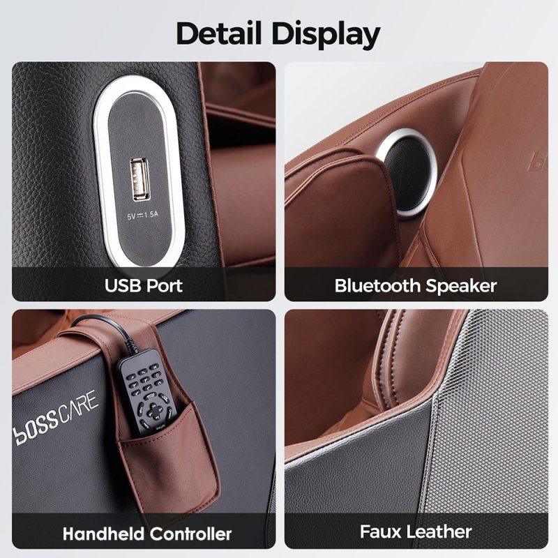 Living and Home Zero Gravity Full Body Massage Chair, PU Leather Electric Recliner with Back Heating, Bluetooth Speaker, Foot Rollers, Airbag Massage, USB Charging & Handheld Remote