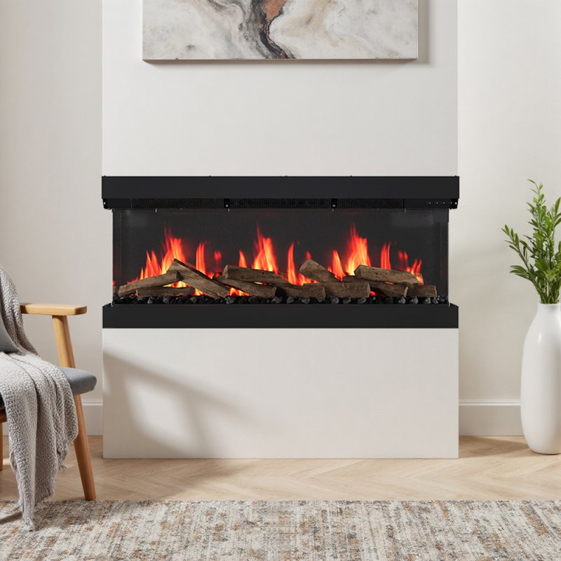 60inch 3-Sided Built-in Smart Electric Fireplace with Crackling Sound