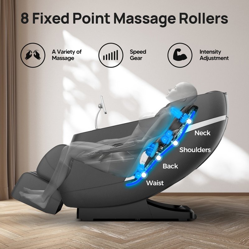 Living and Home Zero Gravity Full Body Massage Chair, PU Leather Electric Recliner with Touch Screen Control, Back Heating, Bluetooth Speaker, Full Body Airbag Massage, Foot Rollers and USB Charging