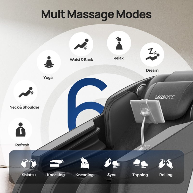 Living and Home Zero Gravity Full Body Massage Chair, PU Leather Electric Recliner with Touch Screen Control, Back Heating, Bluetooth Speaker, Full Body Airbag Massage, Foot Rollers and USB Charging