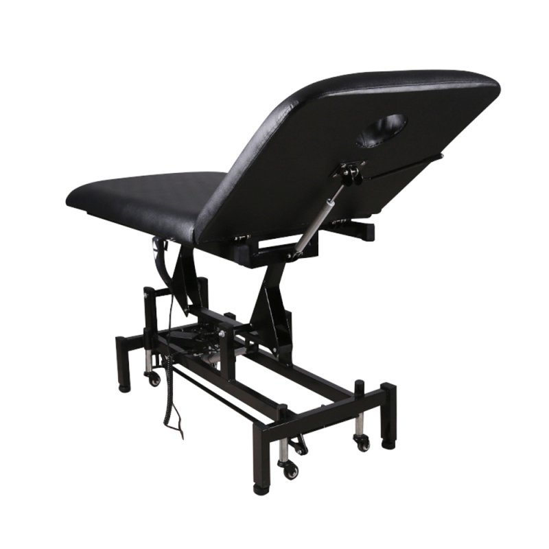 Living and Home Electric Height Adjustable Massage Table, Reclining Facial Spa Bed with Backrest Adjustment, Mobile Beauty Tattoo Bed with Wheels, 180cm Black PU Salon Treatment Bed