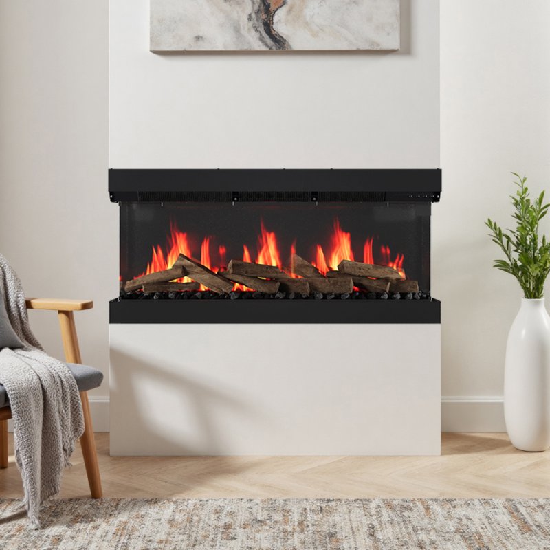 50inch 3-Sided Freestanding Smart Electric Fireplace with Remote Control, 12 Flame Colours and 5 Brightness Modes