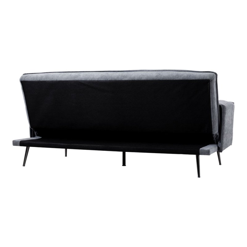 Living and Home Grey Fabric 3-Seater Convertible Sofa Bed, Modern Sleeper Sofa with Metal Legs and 2 Throw Pillows