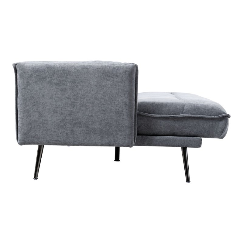 Living and Home Grey Fabric 3-Seater Convertible Sofa Bed, Modern Sleeper Sofa with Metal Legs and 2 Throw Pillows