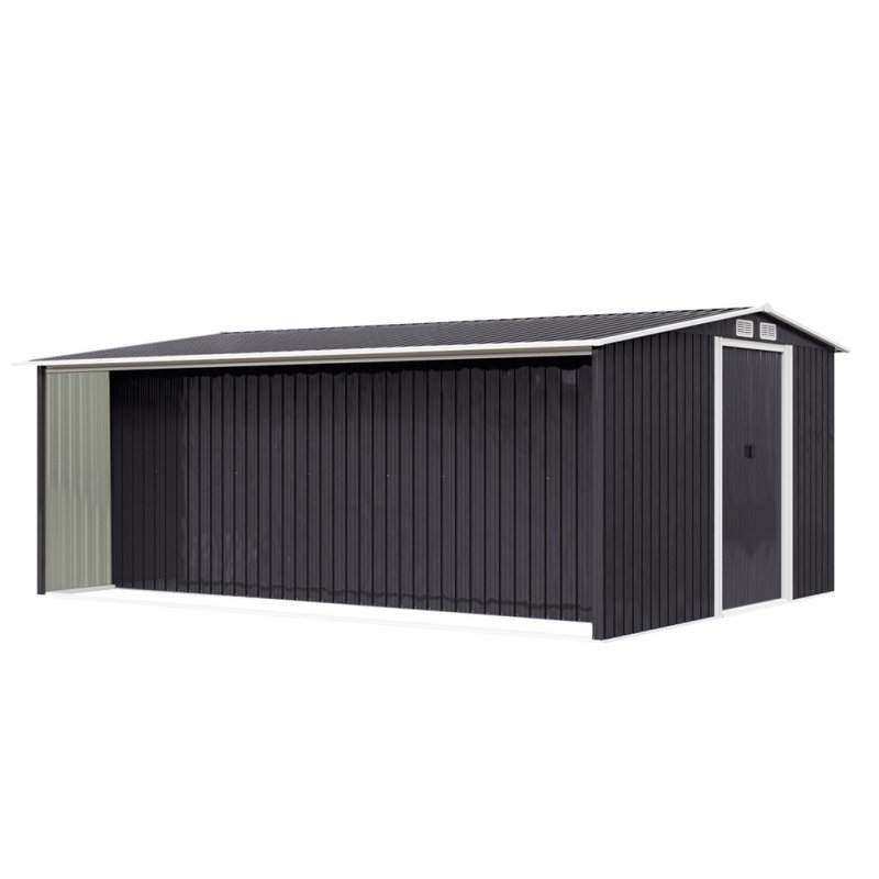  10.83ft x 8ft Garden Metal Storage Shed with Log Storage