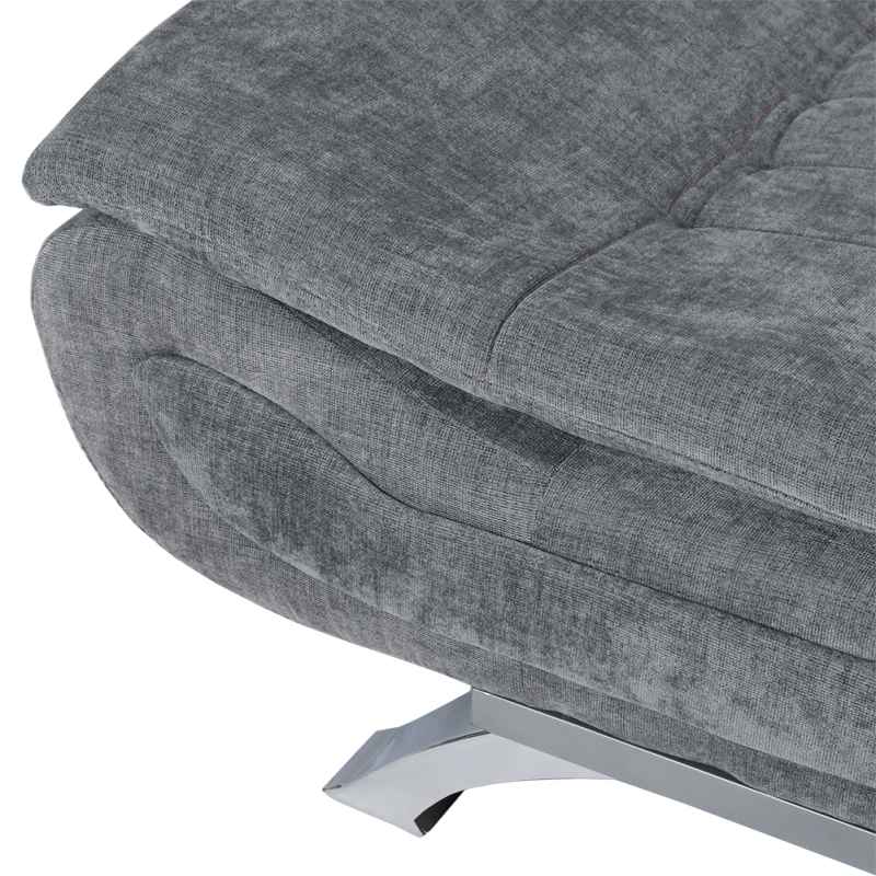 Living and Home Grey Linen Convertible Sofa Bed, Curved Shell Shaped Sleeper Sofa with Metal Legs and 2 Throw Pillows