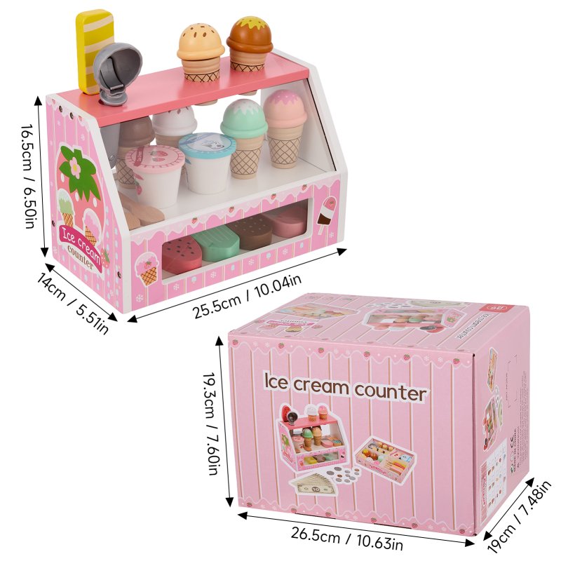 Wooden Ice Cream Counter Playset