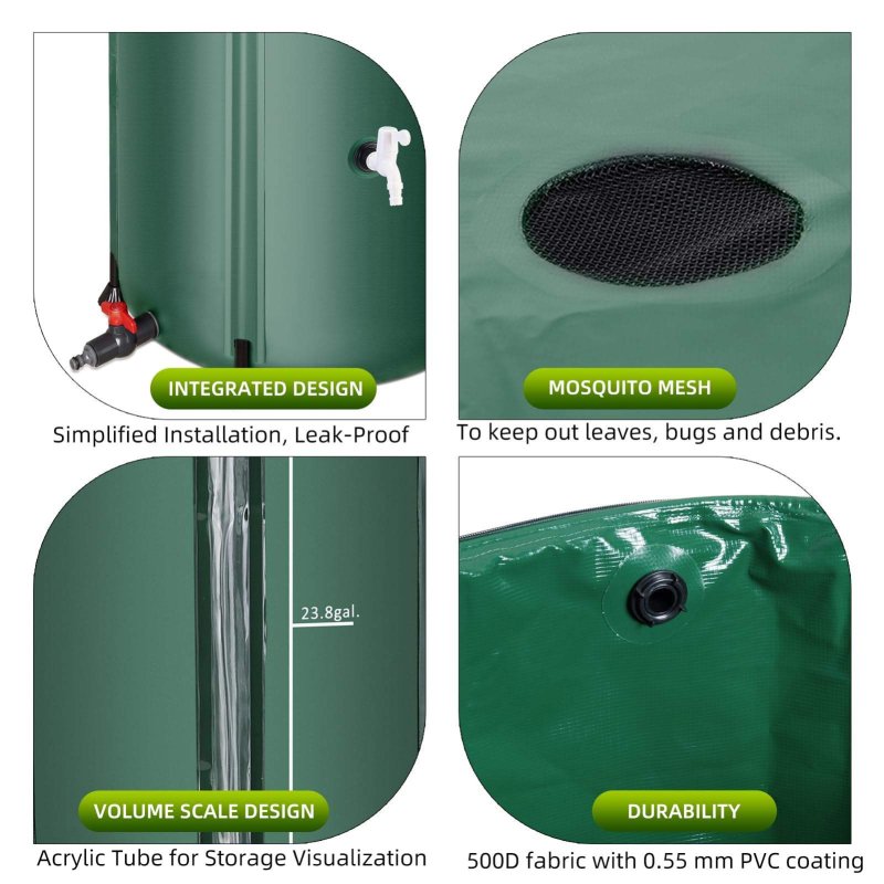 380L Collapsible Rain Barrel with Filter