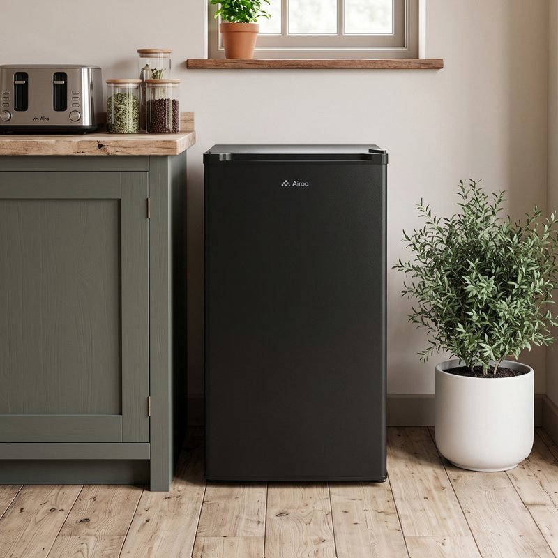 83L Single Door Fridge with Built-in Ice Box, Black