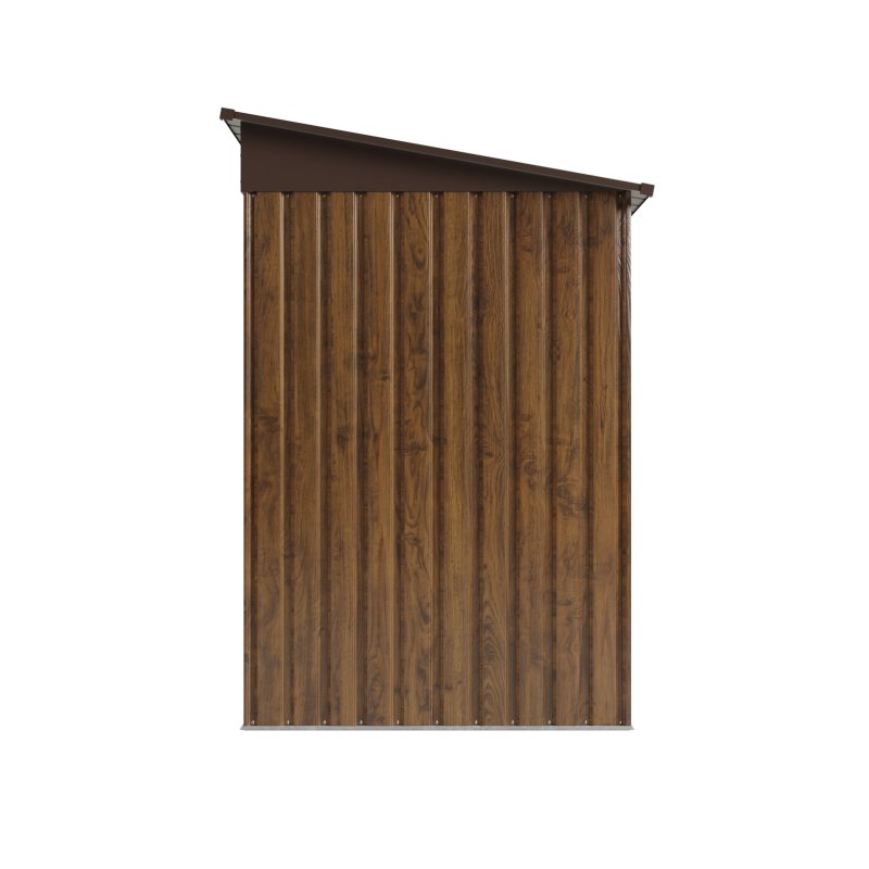 Living and Home 7.81 x 4.3FT Pent Roof Metal Garden Storage Shed, 3D Wood Grain Finish with Foundation, Vents & Sliding Doors