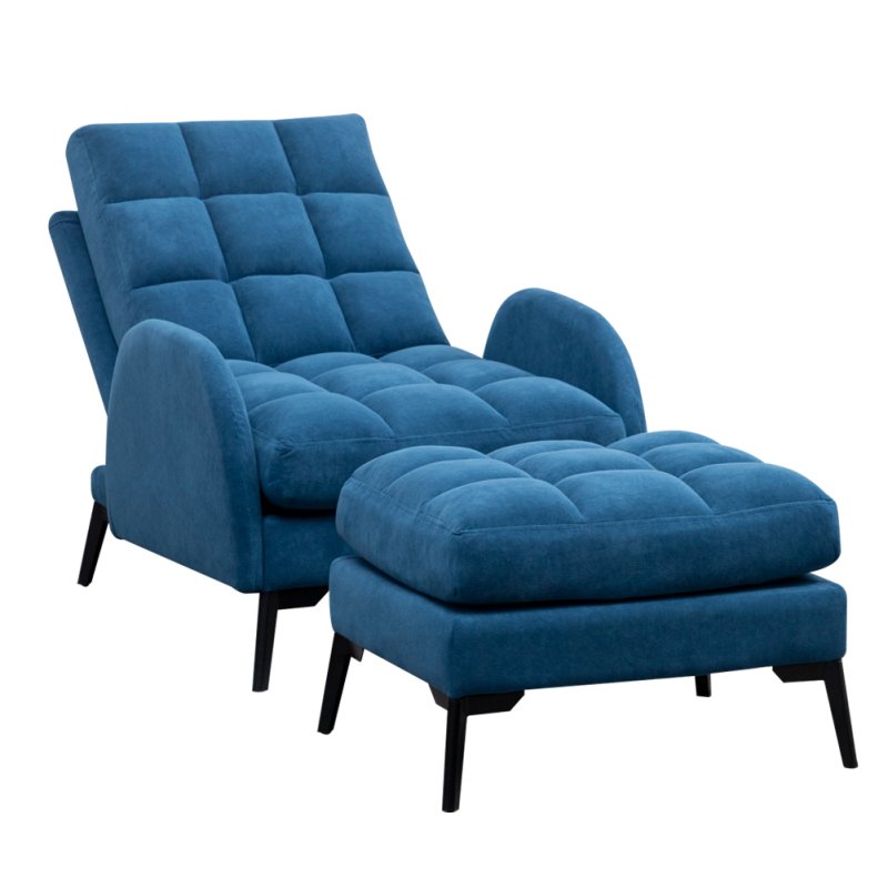 Leisure Recliner Armchair and Ottoman Set with Footstool Metal Legs
