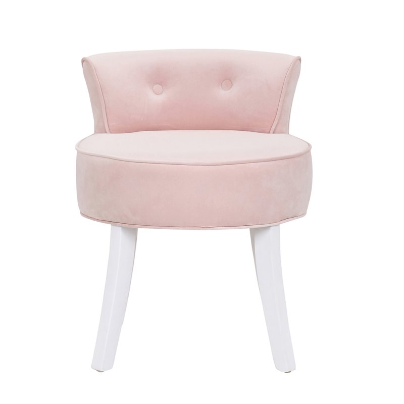 Velvet Soft Seat Low Back Vanity Stool Dressing Table Chair with White Legs