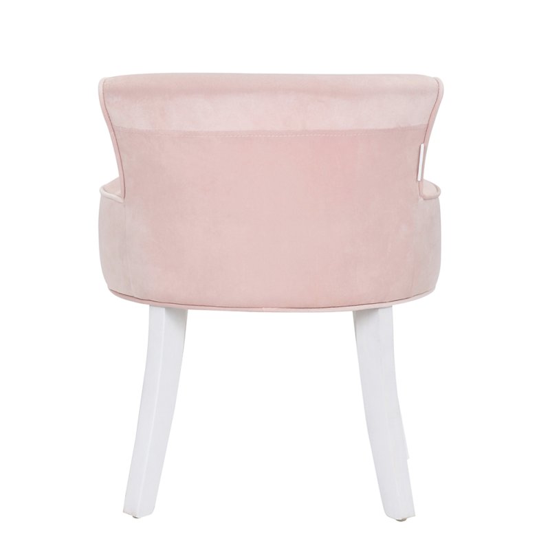 Velvet Soft Seat Low Back Vanity Stool Dressing Table Chair with White Legs