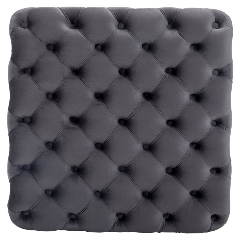70cm W Square Velvet Upholstered Buttoned Footstool, Grey