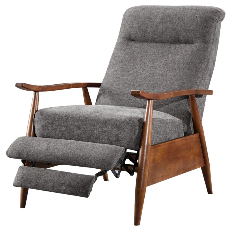 Manual Recliner Armchair with Foldable Footrest, Grey