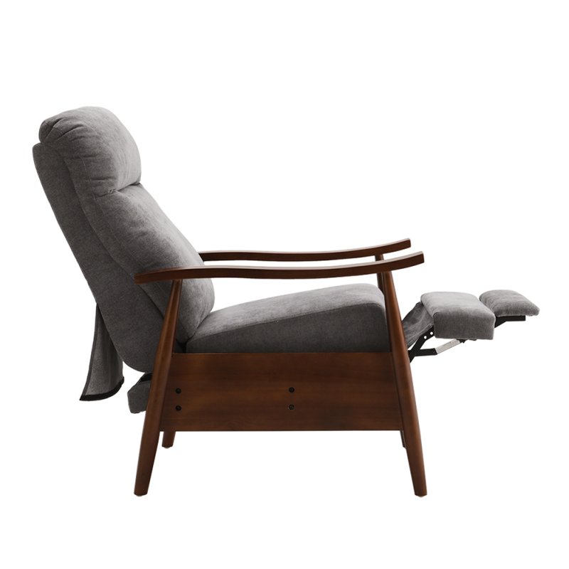 Manual Recliner Armchair with Foldable Footrest, Grey