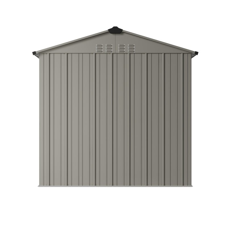 Living and Home 6.56 x4.07FT Grey Aluminium Color Metal Storage Shed, Apex Roof with Lockable Hinged Doors & Vents