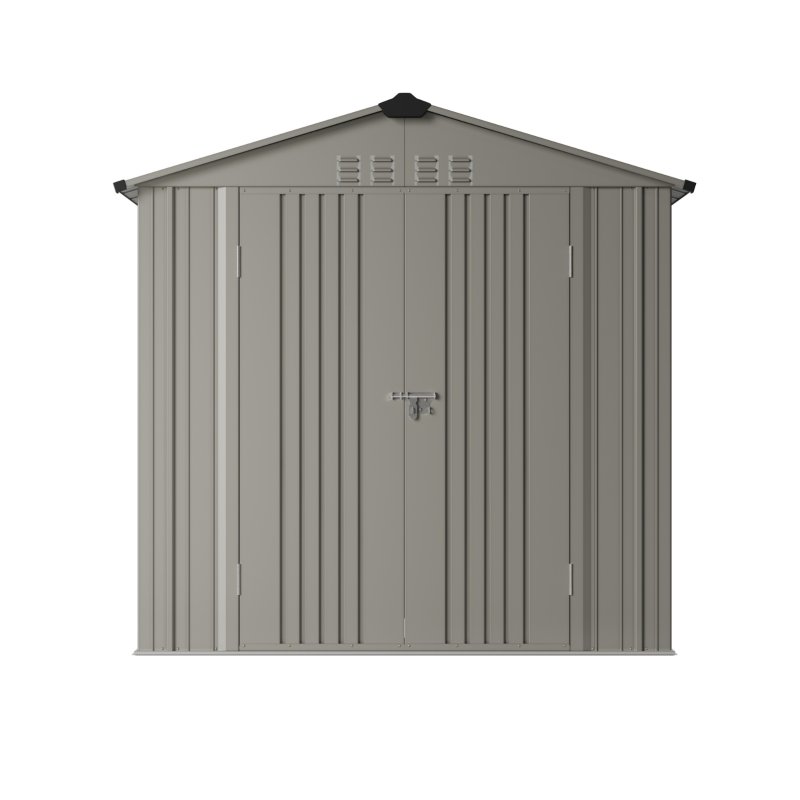 Living and Home 6.56 x4.07FT Grey Aluminium Color Metal Storage Shed, Apex Roof with Lockable Hinged Doors & Vents