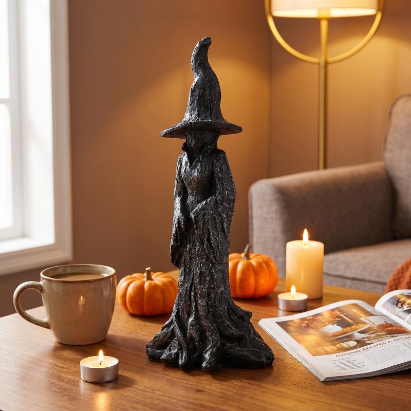 Living and Home Halloween Resin Witch Figurine Tabletop Ornament for Home Decor