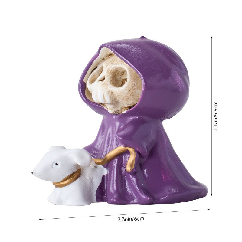 Living and Home Adorable Halloween Skull Grim Reaper Walking Dog Figurine