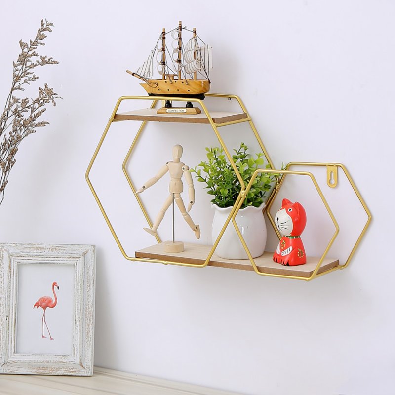 Honeycomb Modern Hexagonal 2 Tier Wall Floating Shelf