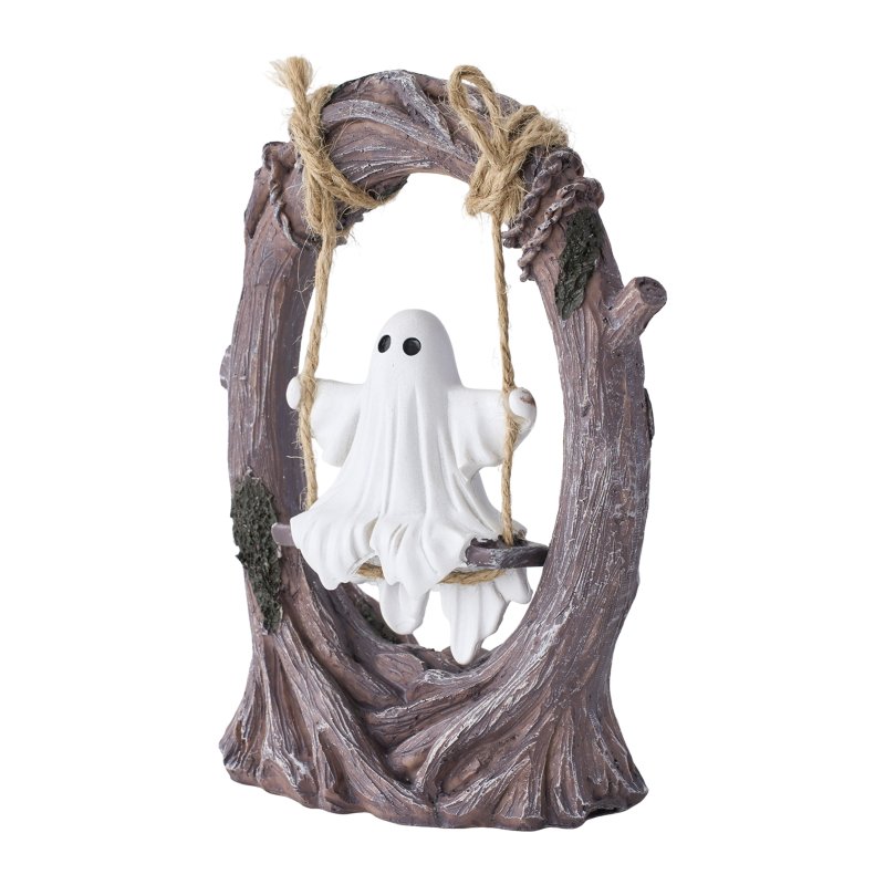 Living and Home Halloween Ghost on Tree swing Figurine