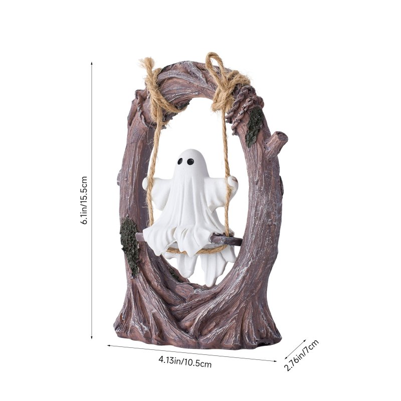 Living and Home Halloween Ghost on Tree swing Figurine