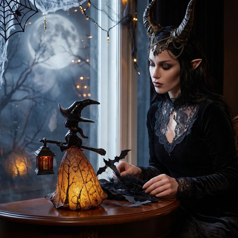 Living and Home Halloween Spooky Witch Lamp