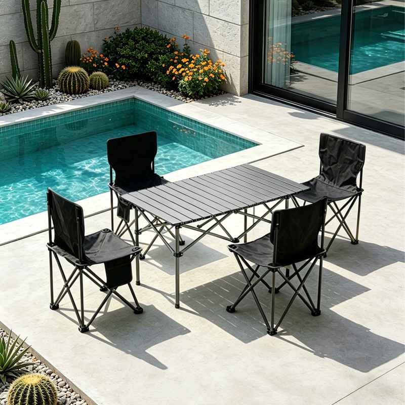 Portable Folding Camping Table with 4 Chairs