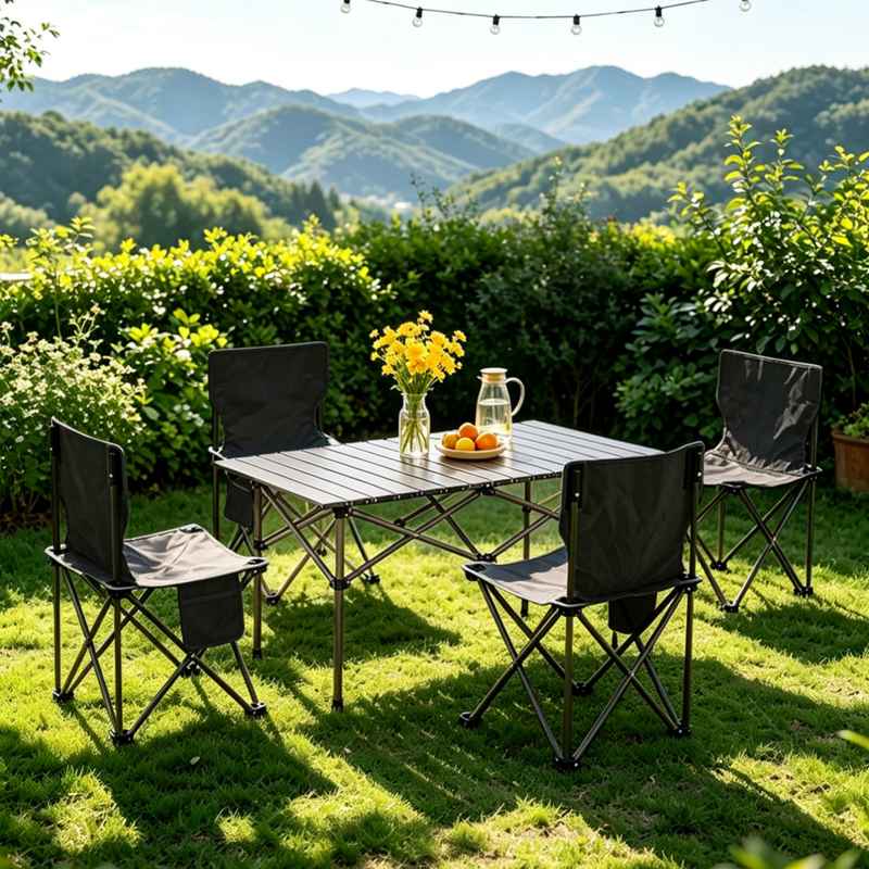 Portable Folding Camping Table with 4 Chairs
